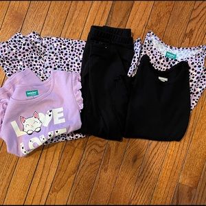 Clothes. 2 wide leg pants.  2 long sleeve shirts